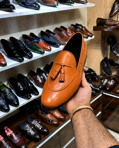 Tan Tassel Loafers