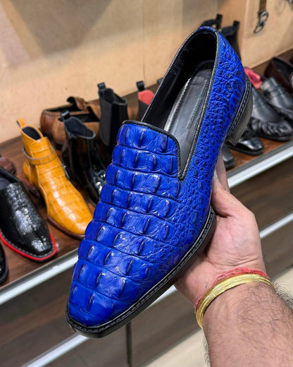 Exotic Blue Alligator Scaled Loafers