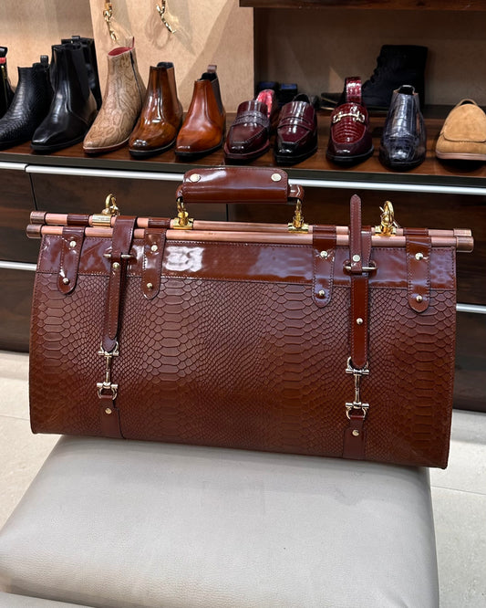 Brown Cobra Scaled Duffel Bag