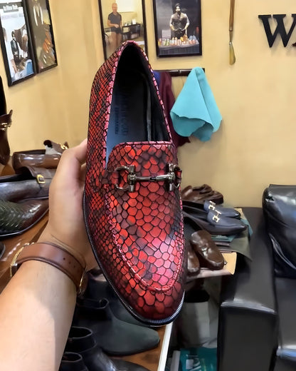 Exotic Red Snake Foil Moccasins