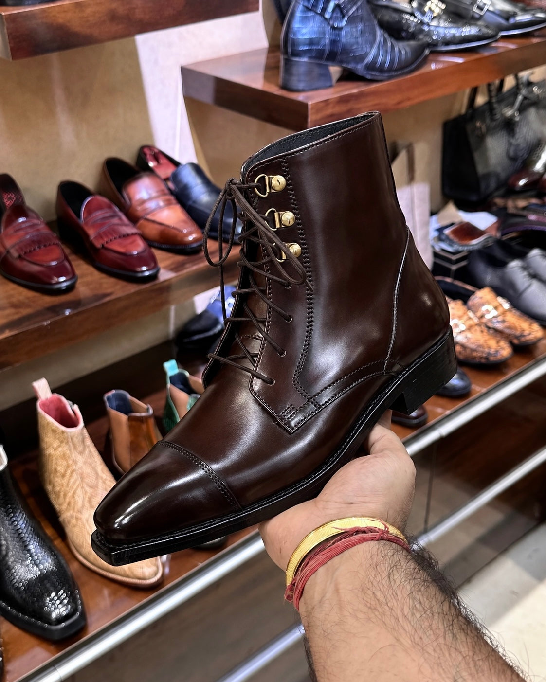 Goodyear Welted Dark Brown Derby Cap Toe Boots