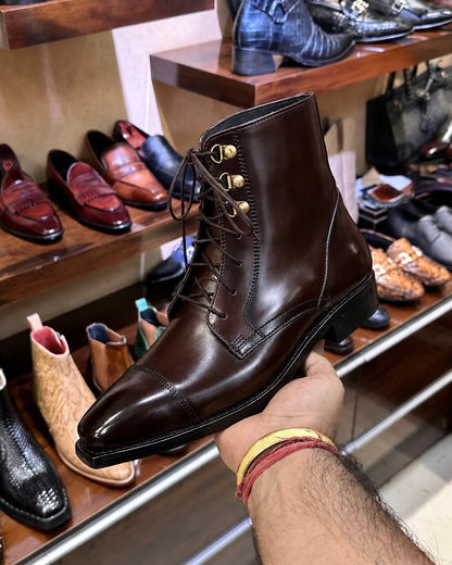 Goodyear Welted Dark Brown Derby Cap Toe Boots