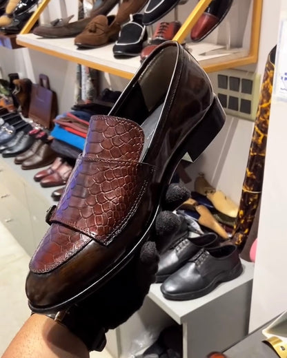 Brown Dual-tone Cobra Double Monk Moccasins