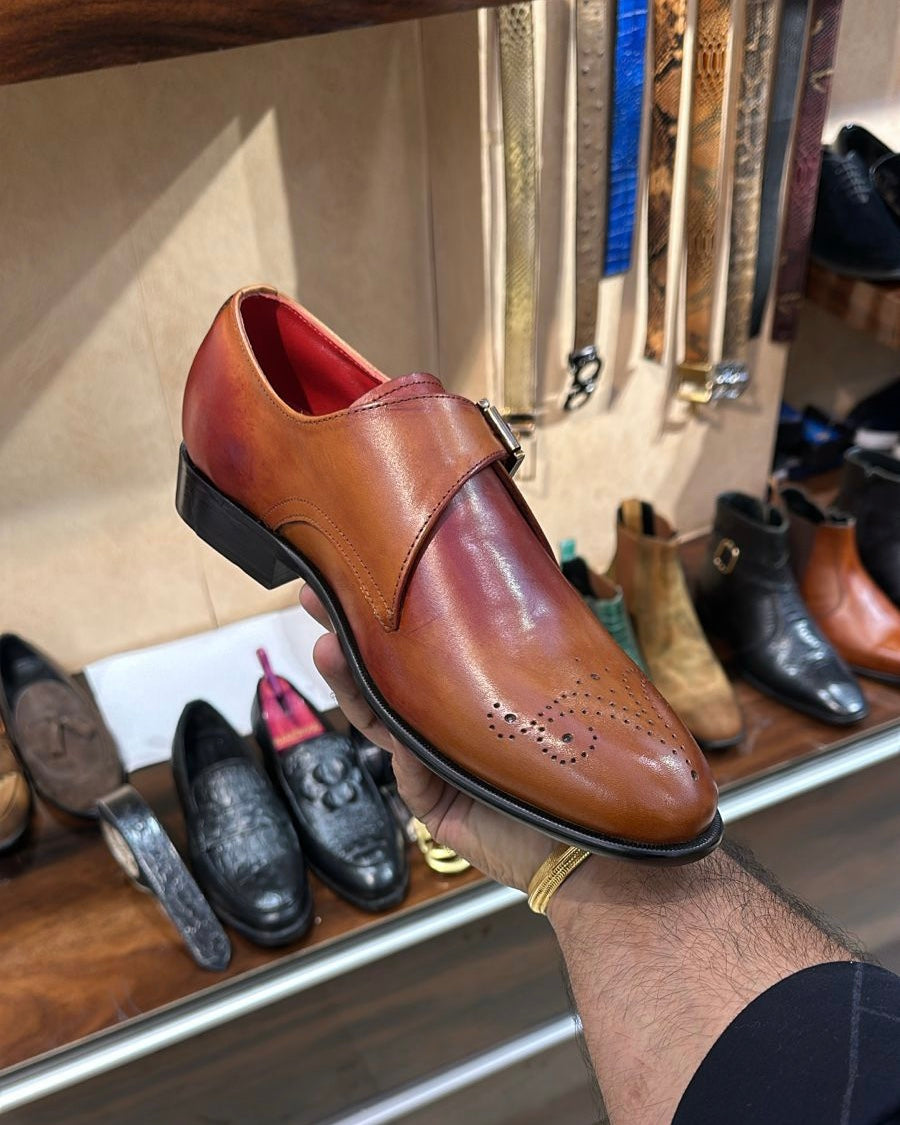 Dual-tone Sun Tan Single Monks with Red Interior