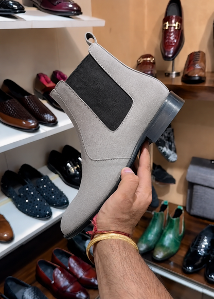 Grey Suede Chelsea Boots