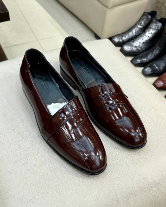 Dark Walnut Brown Ethnic Slip-ons