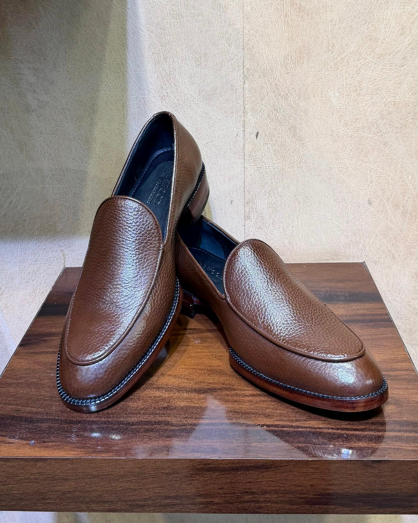 Brown Full Grain Leather Belgian Loafers with 270 Degree Welted Sole