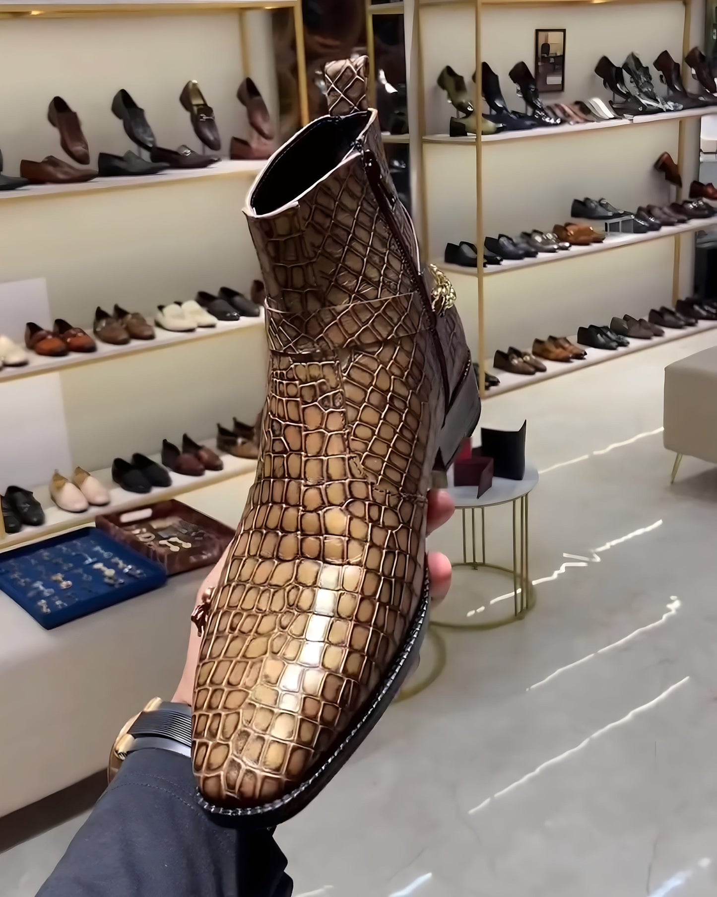 Limited Edition Gold Croc Scaled Zipper Boots