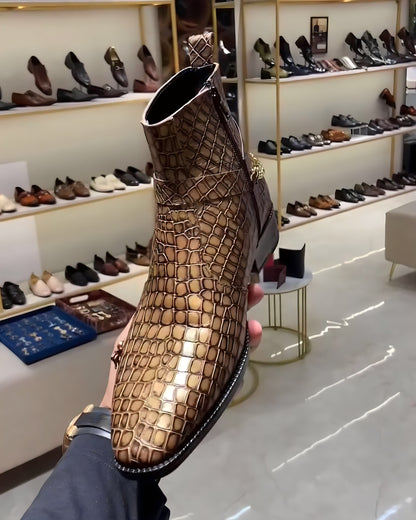 Limited Edition Gold Croc Scaled Zipper Boots