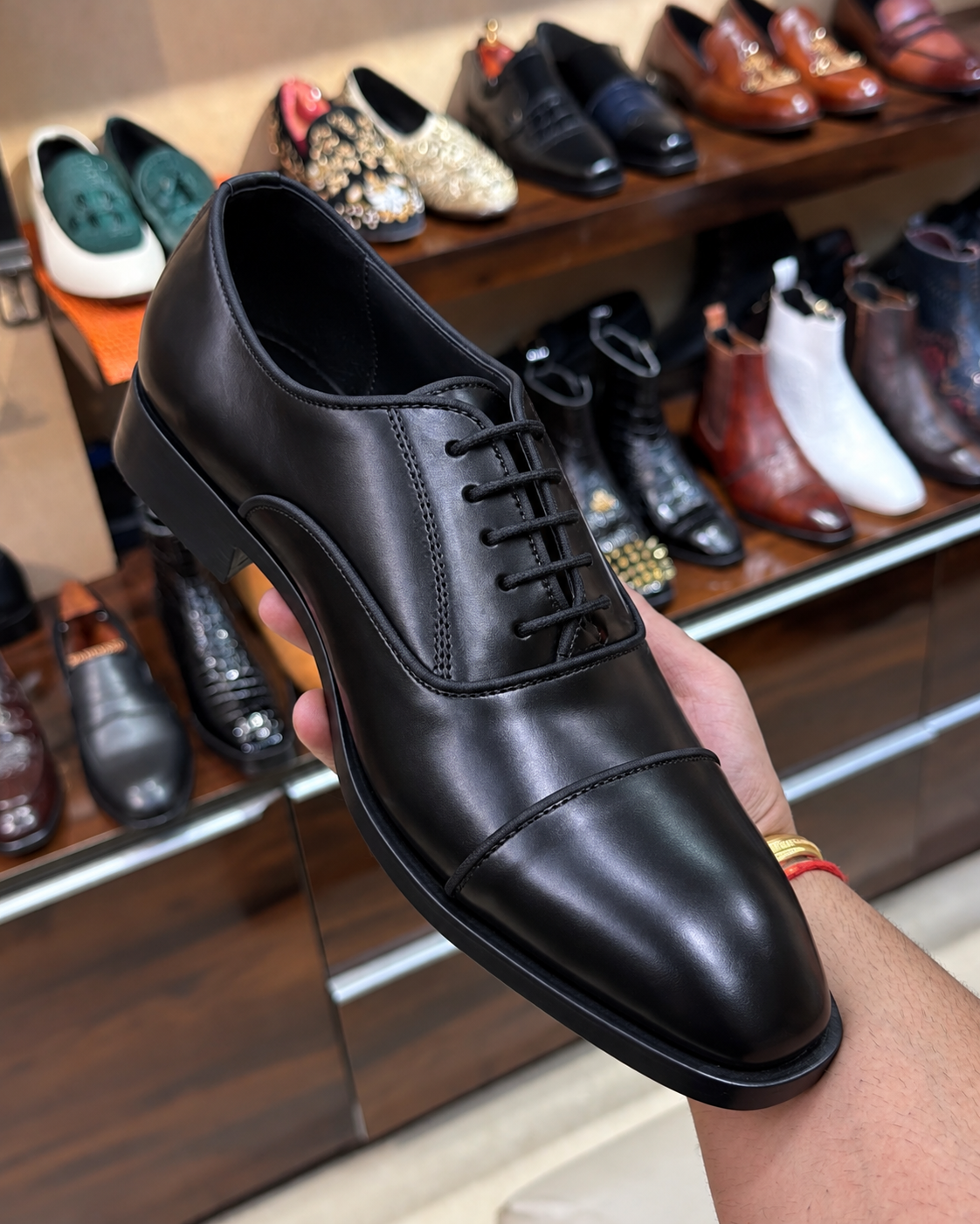 Black Cap Toe Oxford Shoes