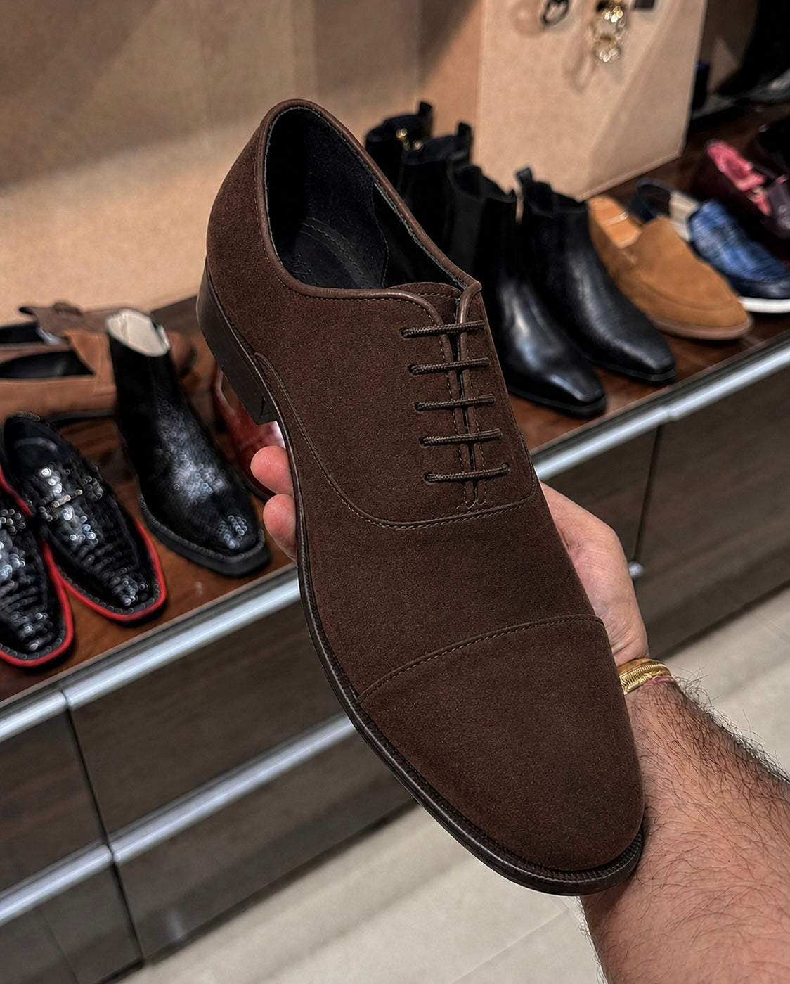 Brown Suede Cap Toe Oxfords