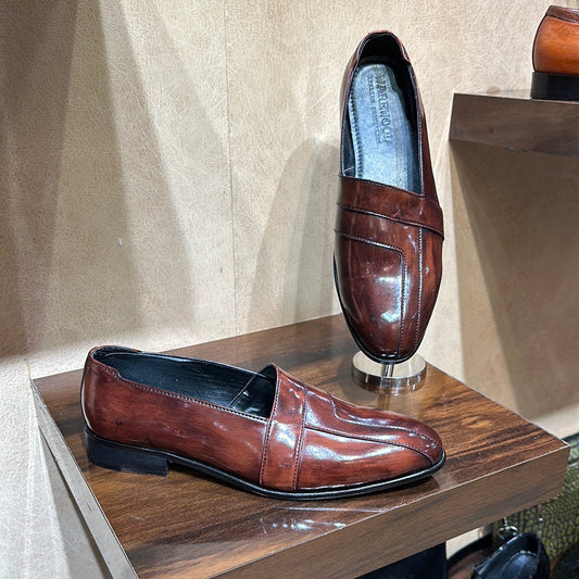 Brown Patina Peshawari Slip-ons