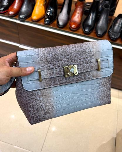 Exotic Himalayan Crocodile Scaled Cross Body Bag