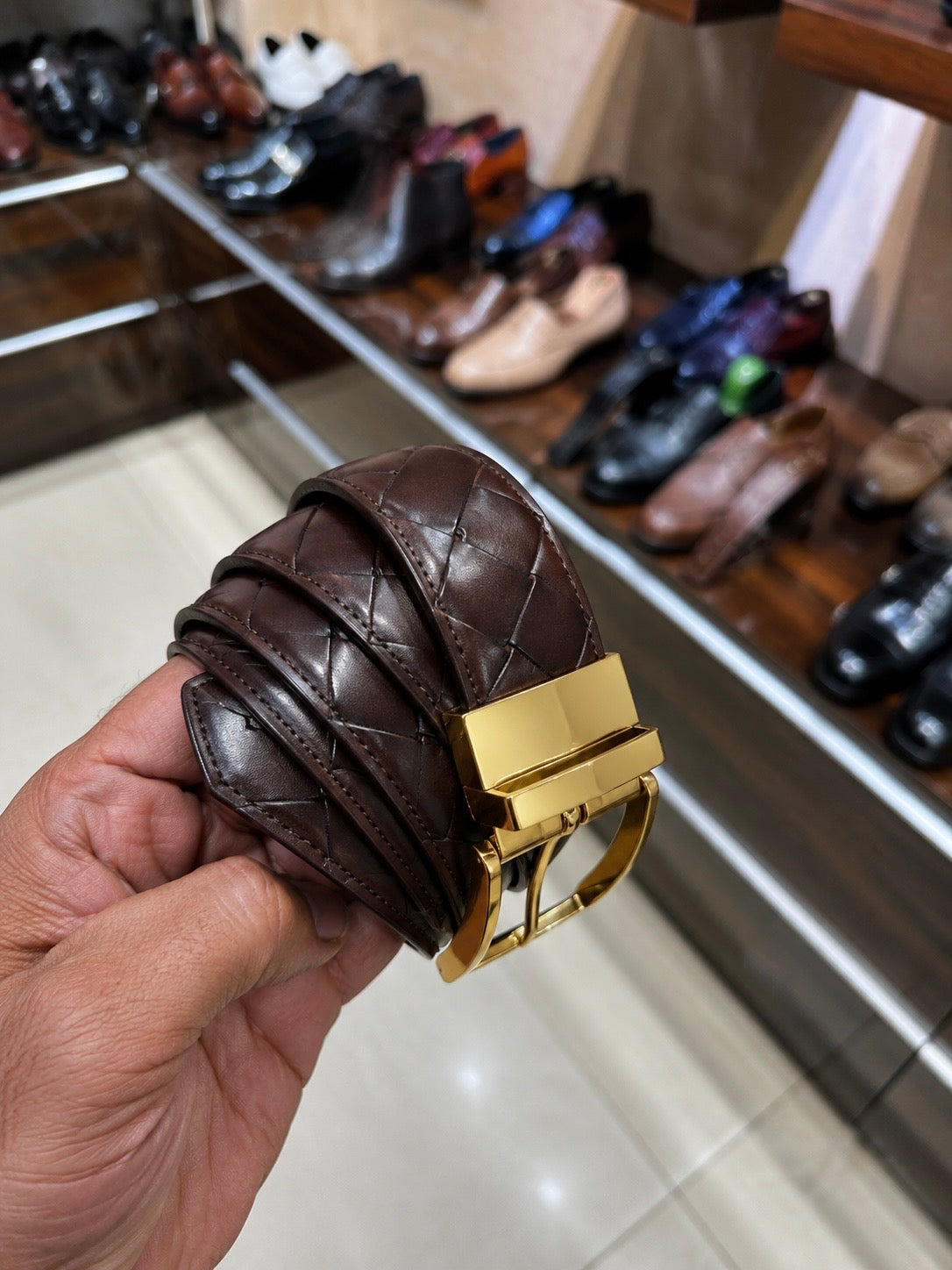 Brown Braided Leather Belt