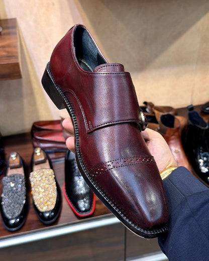 Deep Burgundy Double Monk Strap Shoes