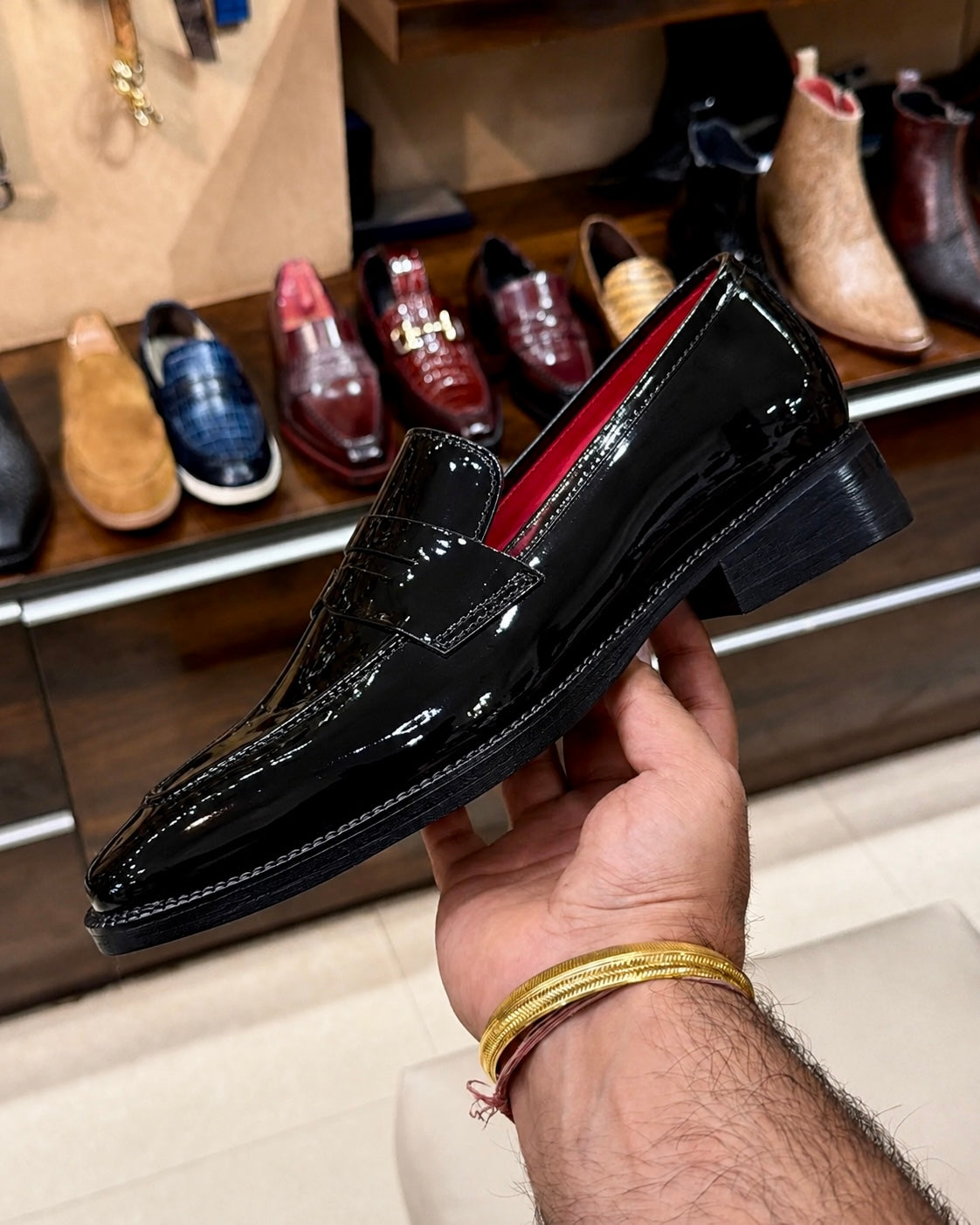 Black Patent Leather Penny Loafers - Square Toe