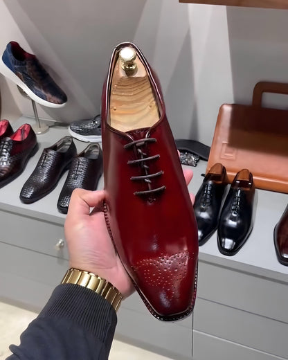 Cherry Red Patina Wholecut Oxfords
