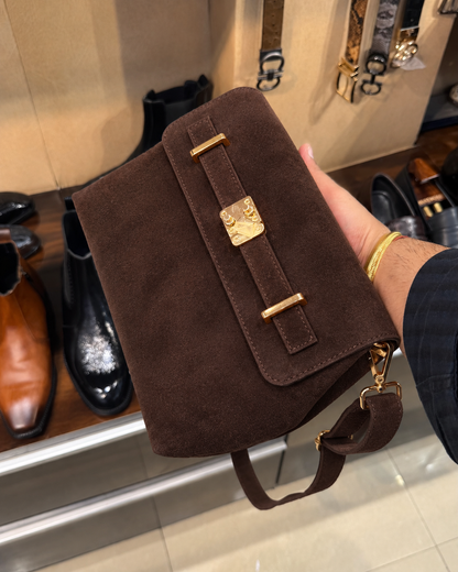 Brown Suede Cross Body Bag