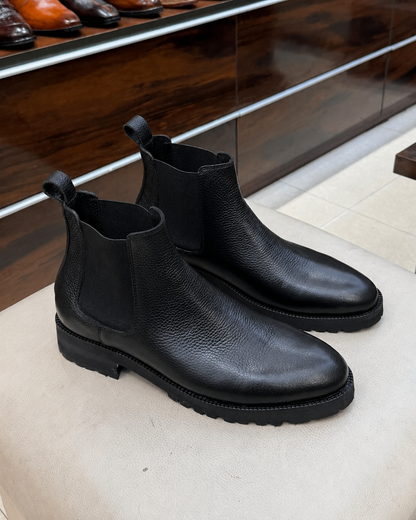 Chunky Black Lug Sole Chelsea Boots