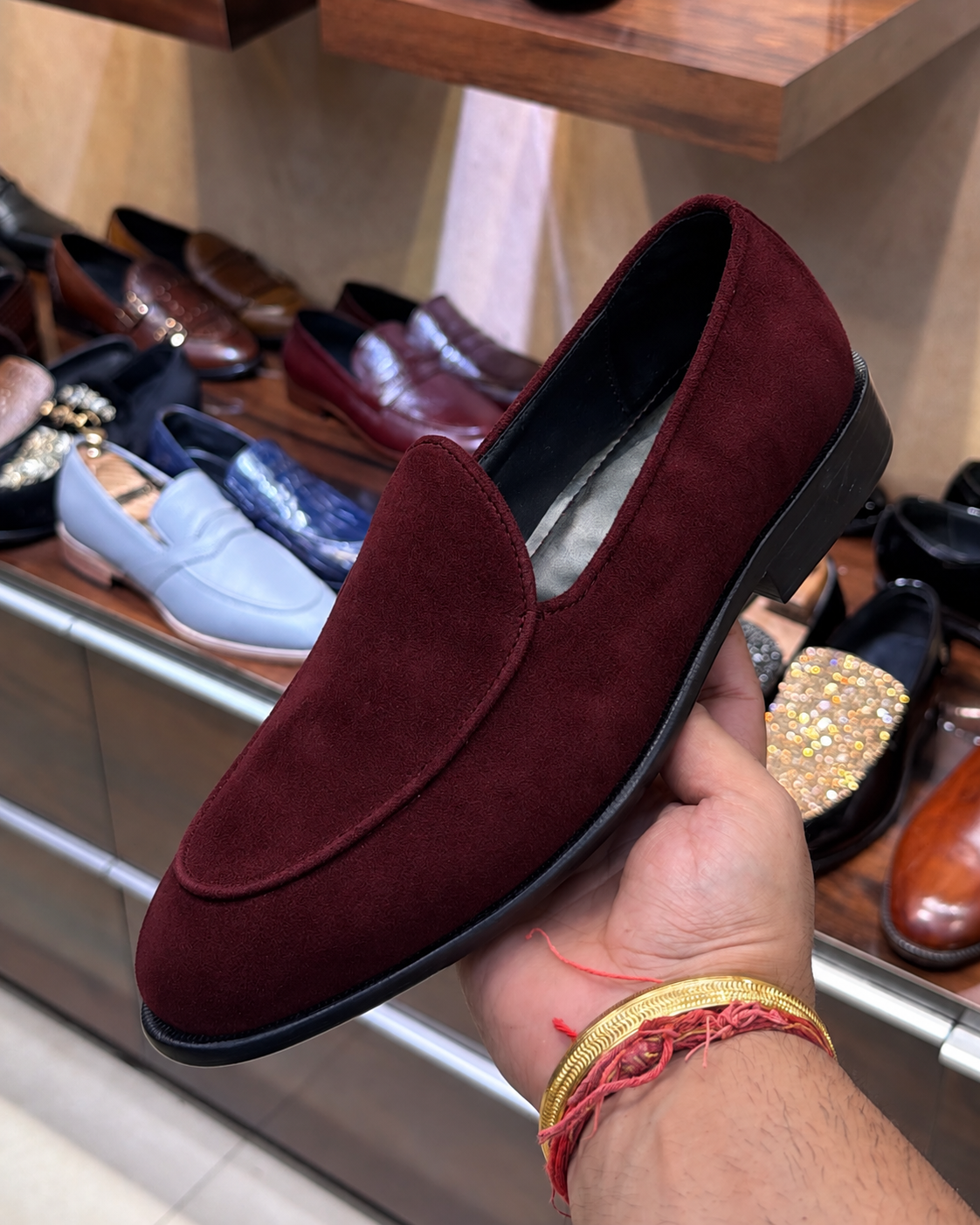 Burgundy Suede Belgian Loafers