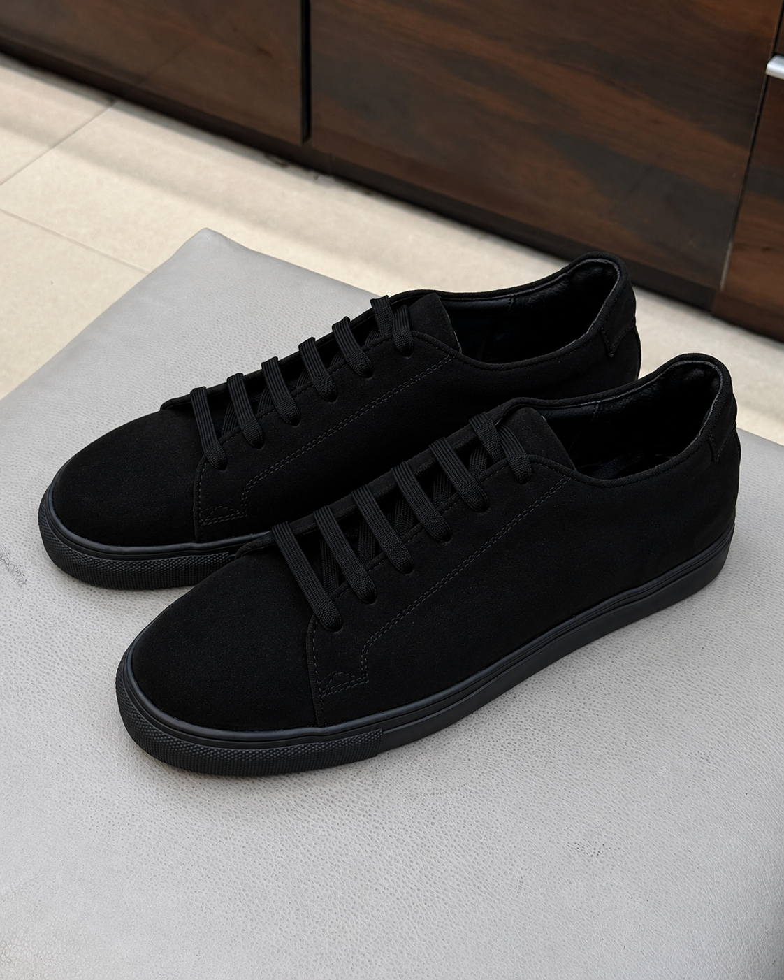 Black Suede Low-top Sneakers