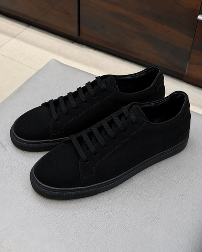 Black Suede Low-top Sneakers