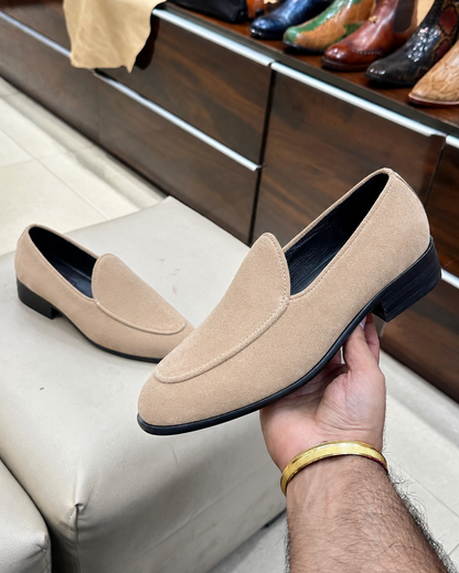 Beige Suede Belgian Loafers