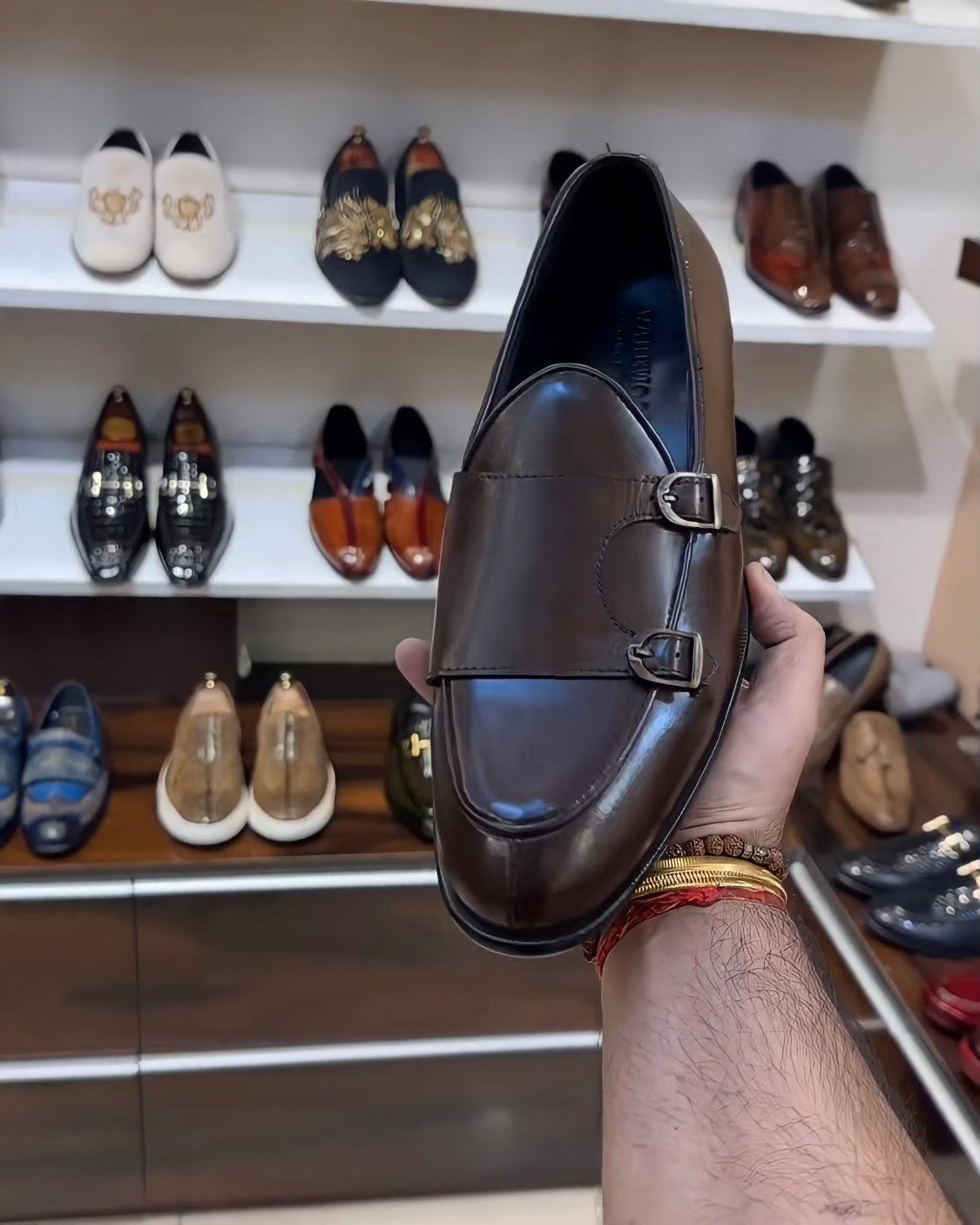 Coffee Brown Patina Double Monk Loafers