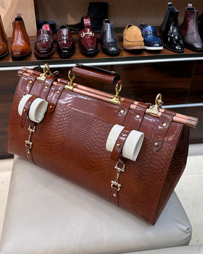Brown Cobra Scaled Duffel Bag