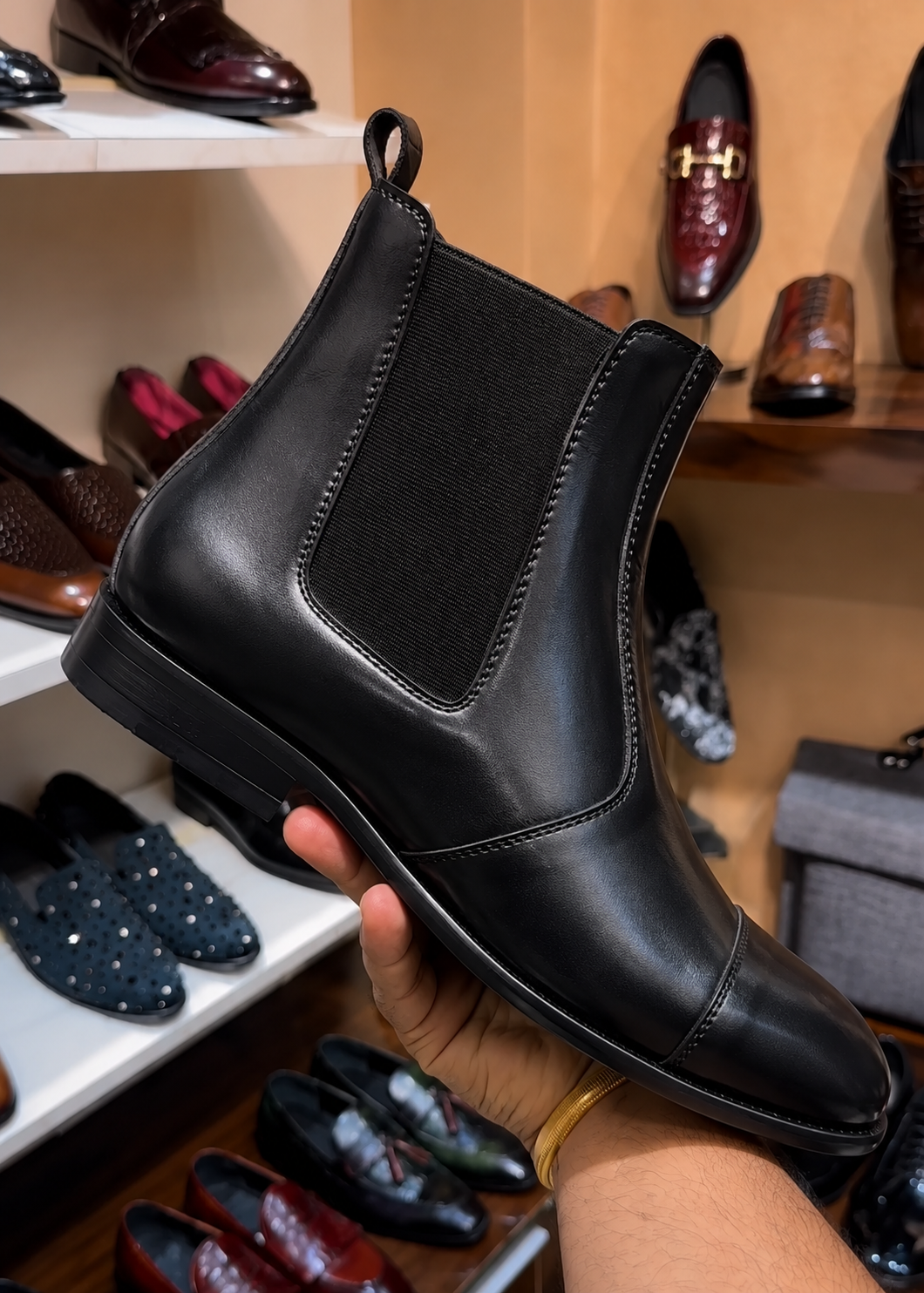 Black Cap Toe Chelsea Boots
