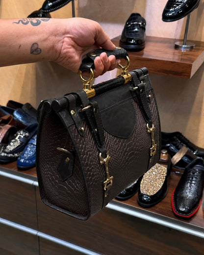 Dark Brown And Black Handbag
