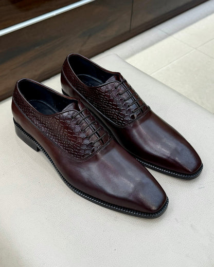 Dark Brown Patina Cobra Scaled Oxfords