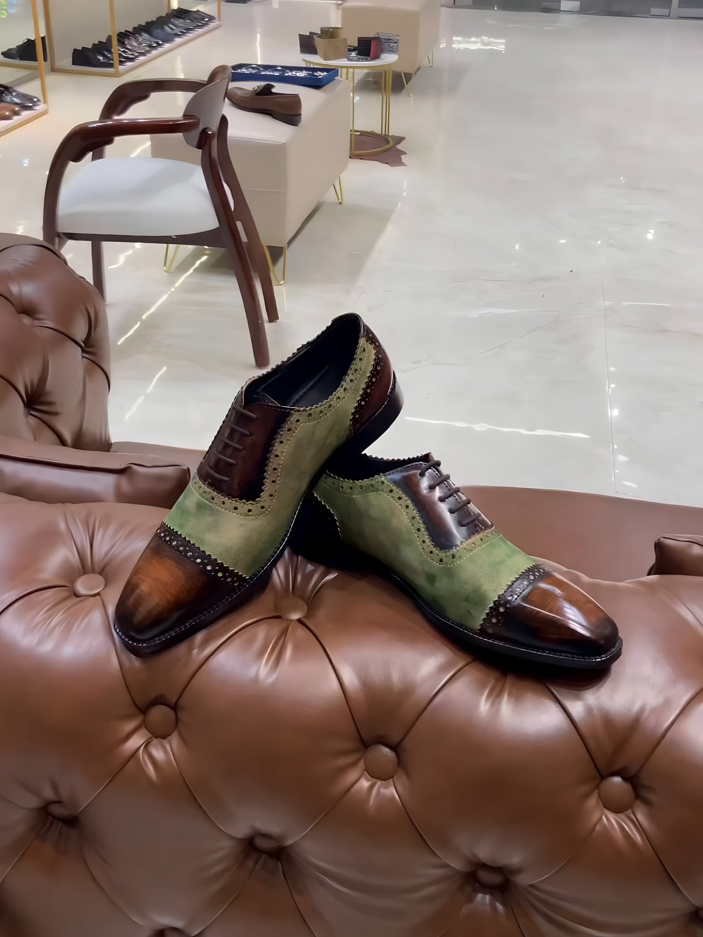 Brown Patina Spectator Captoe Oxfords