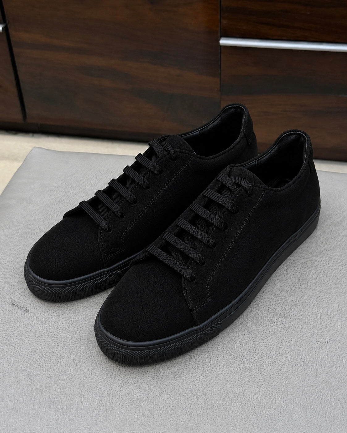 Black Suede Low-top Sneakers