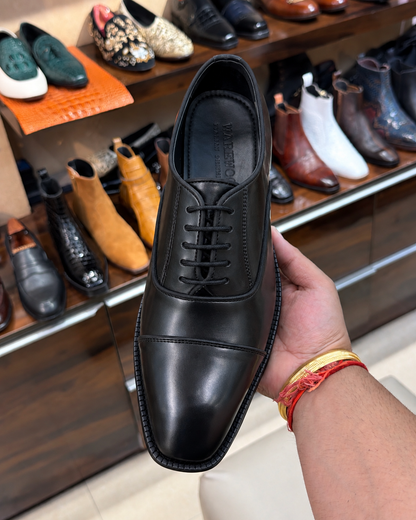 Black Cap Toe Oxford Shoes