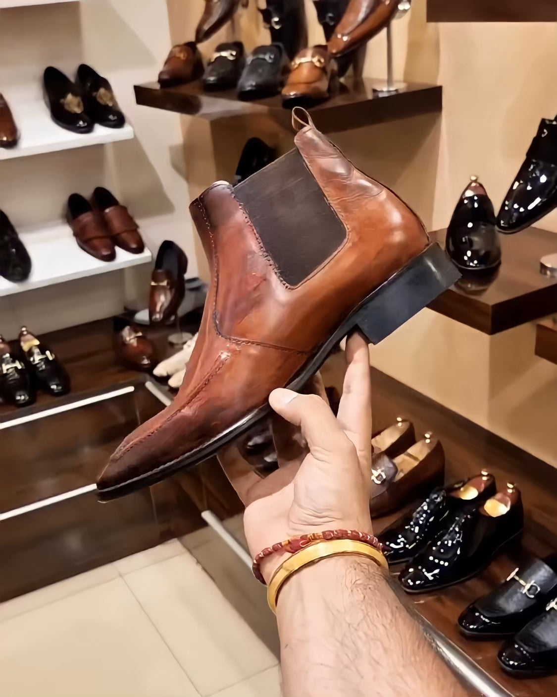 Tan Hand-painted Chelsea Boots