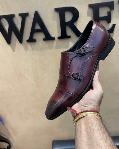 Burgundy Patina Dual-tone Double Monks