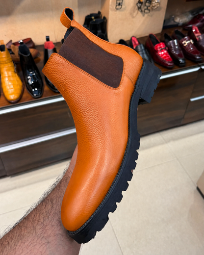 Tan Chunky Chelsea Boots