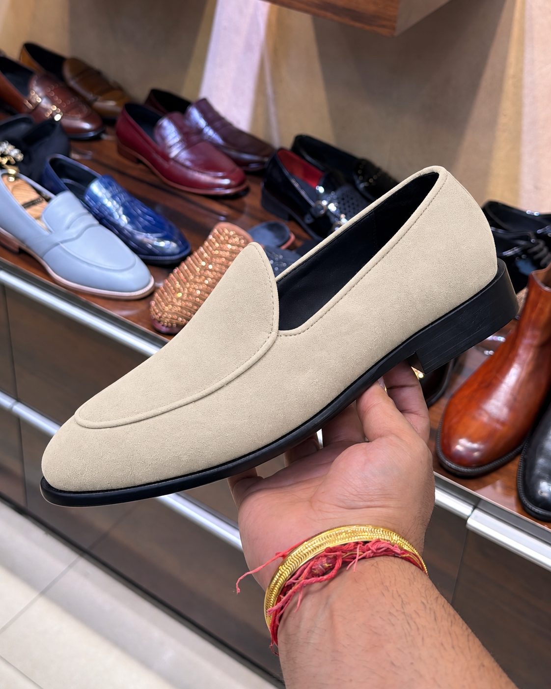 Beige Suede Belgian Loafers