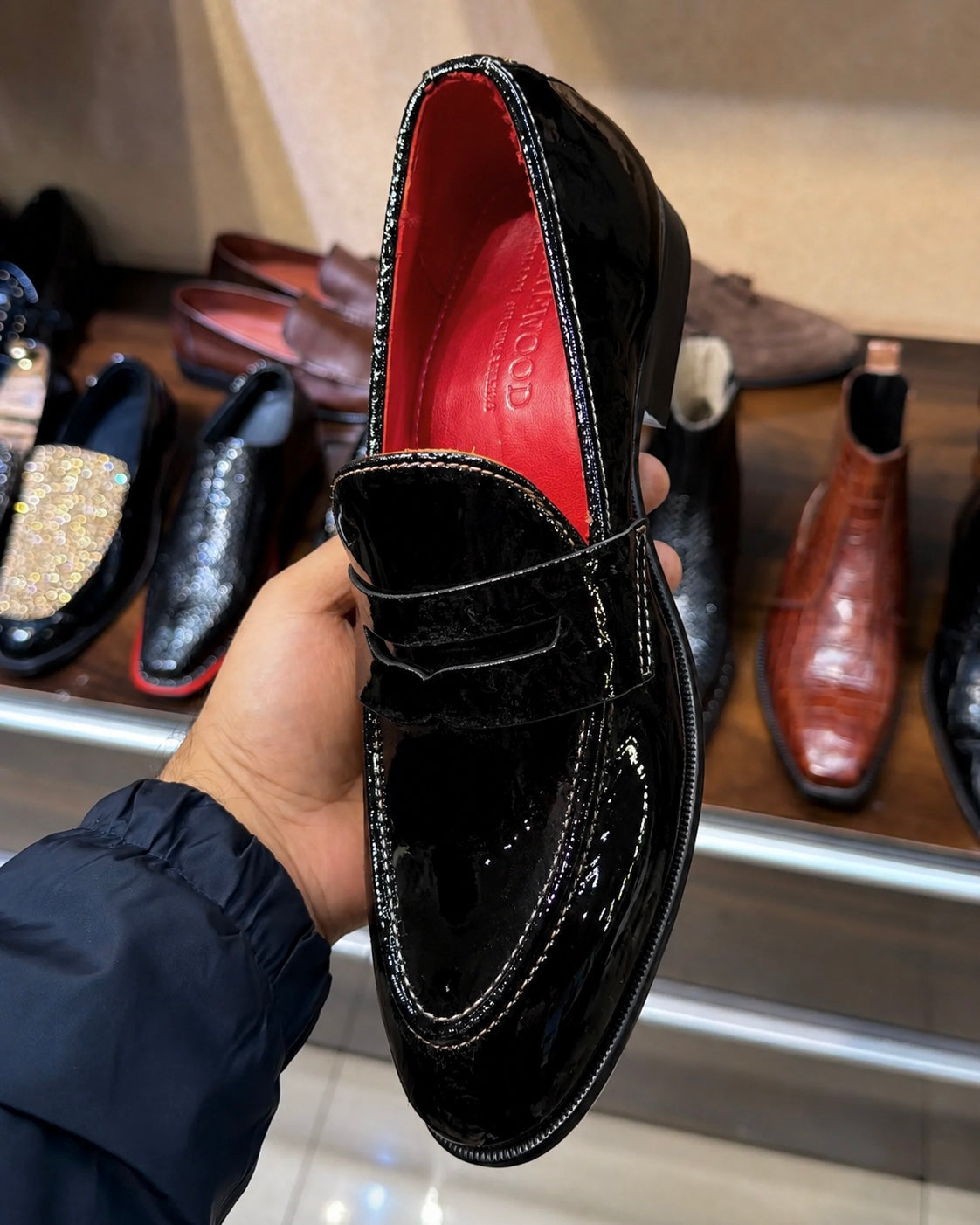Black Patent Leather Penny Loafers - Round Toe