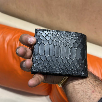 Classic Black Cobra Scaled Wallet with Coin Pocket
