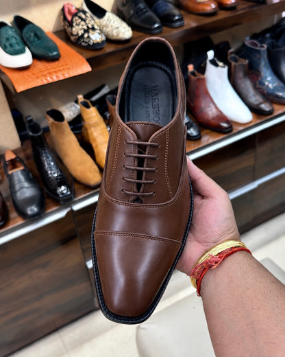 Medium Brown Cap Toe Oxfords