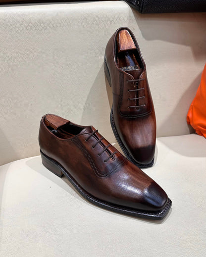 Two-tone Wood Finish Oxfords - Goodyear Welted