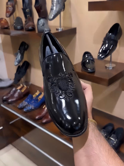 Hand-embroidered Matt Finish Slip-ons