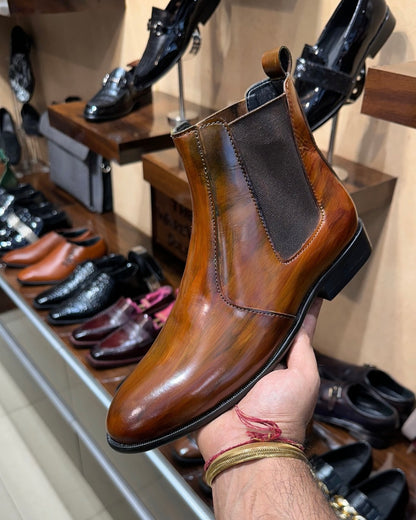 Tan Patina Chelsea Boots