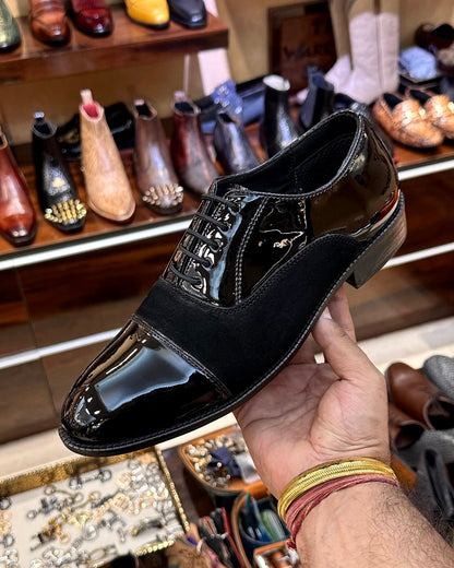 Black Patent & Black Suede Cap Toe Oxfords