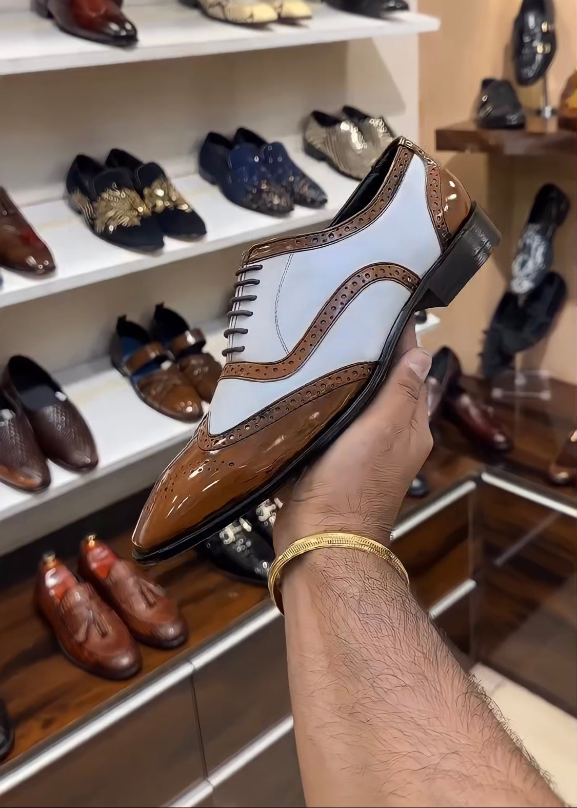 Dual-tone Patina Wingtip Oxfords