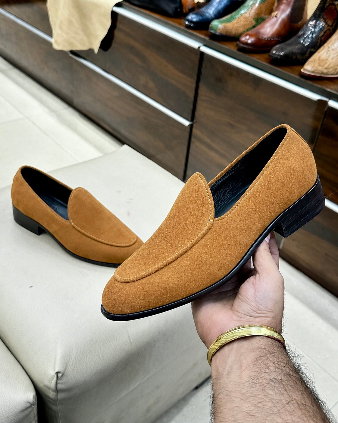 Tan Suede Belgian Loafers