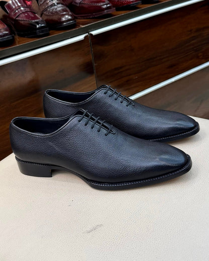 Black Full Grain Leather Wholecut Oxfords