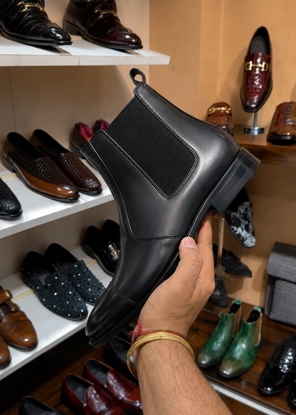 Black Cap Toe Chelsea Boots